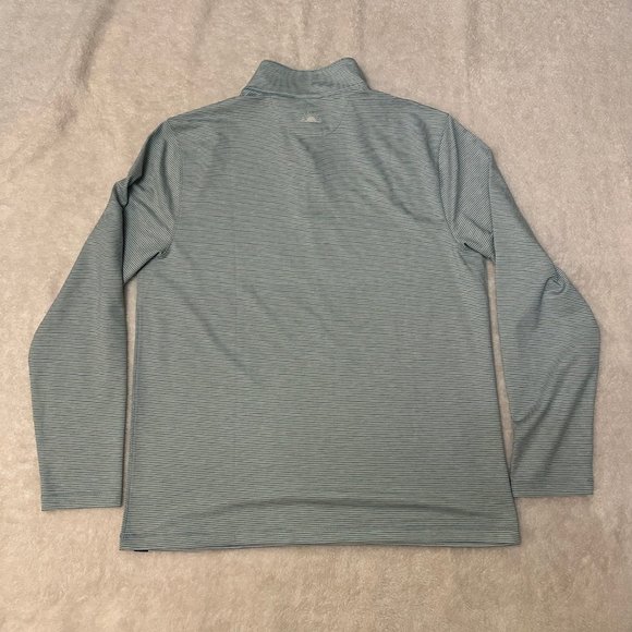 Faherty Movement Quarter Zip - Teal Stone Feeder Stripe - Size Large - Picture 3 of 3